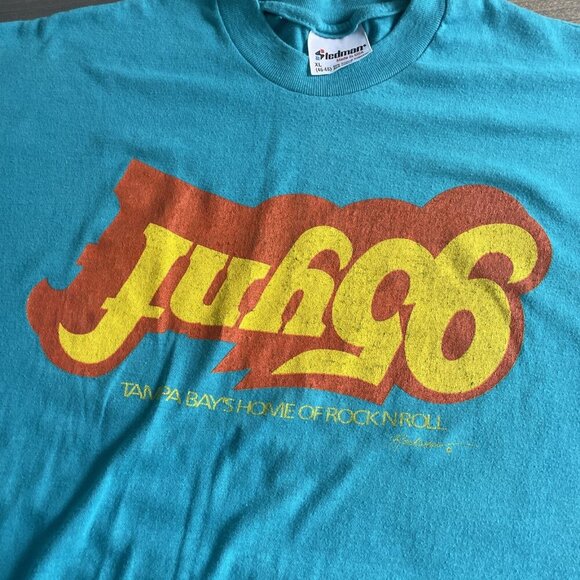 Vintage Blue 95ynf Tampa Bay Rock Radio Promo Upside Down T-Shirt Large (STD) - Picture 2 of 4